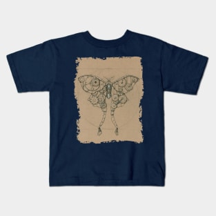 Steampunk Luna Moth (Parchment) Kids T-Shirt